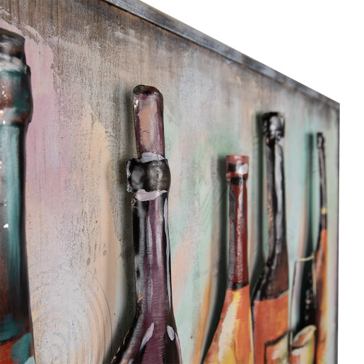 Tablou decorativ metal multicolor Wine 120x6x80 cm