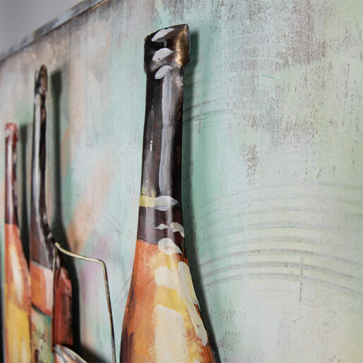 Tablou decorativ metal multicolor Wine 120x6x80 cm