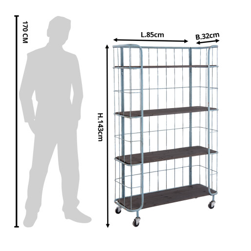 Raft 4 polite fier lemn 85x32x143 cm