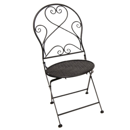 Set 2 scaune pliabile si 1 masa din fier negru Ø 60 cm x 70 h 