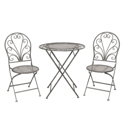 Set masa si 2 scaune gri Ø 70x76 cm, 40x47x94 cm