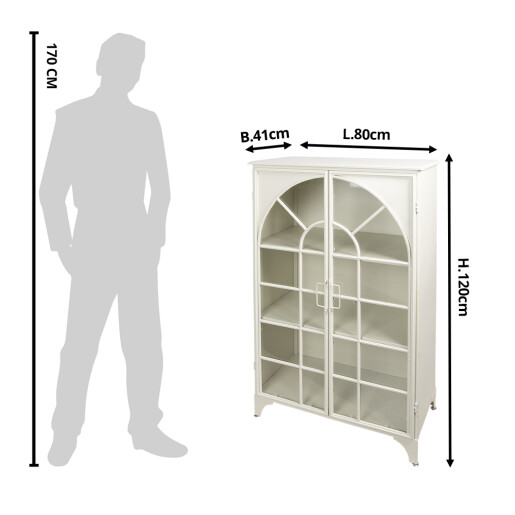 Vitrina fier alb 80x41x120 cm