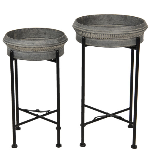 Set 2 suporturi flori fier negru gri 40x68 cm, 35x61 cm