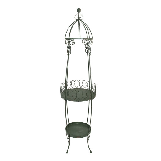 Suport ghivece flori metal verde maro 42x162 cm