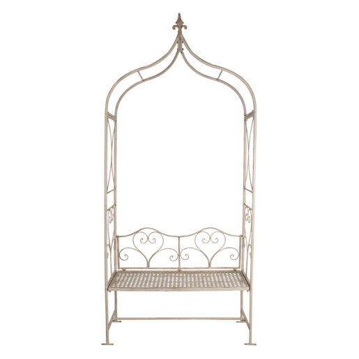 Banca gradina cu pergola flori fier alb 108x41x239 cm
