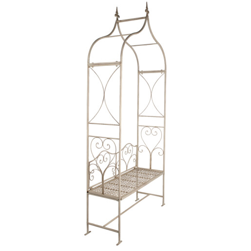 Banca gradina cu pergola flori fier alb 108x41x239 cm