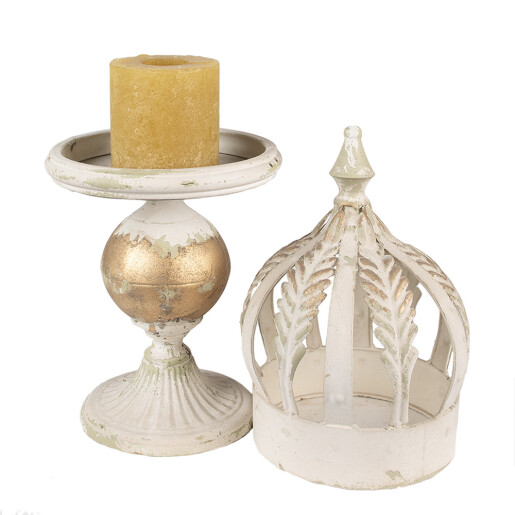 Decoratiune Coroana fier bej auriu vintage 22x53 cm