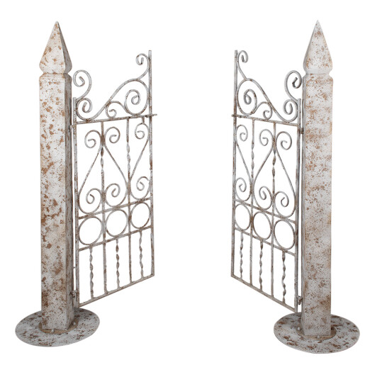 Poarta gradina decorativa fier alb maro 163x40x157 cm