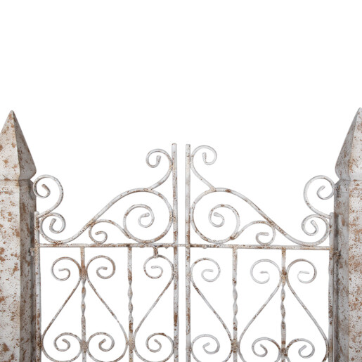 Poarta gradina decorativa fier alb maro 163x40x157 cm