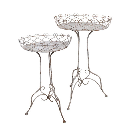 Set 2 suporturi flori fier alb maro 52x84cm, 42x66 cm