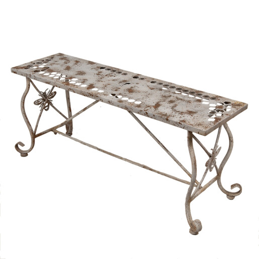 Masuta fier alb maro vintage 105x35x44 cm
