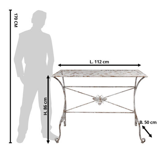 Masa fier alb maro 112x50x86 cm