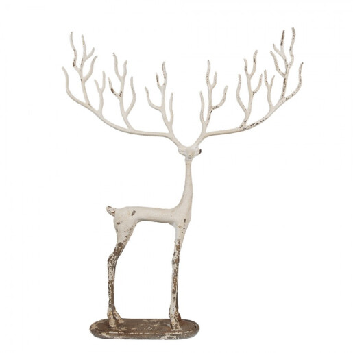 Set 3 figurine Reni fier alb antichizat 51x11x64 cm, 23x7x43 cm, 16x6x28 cm