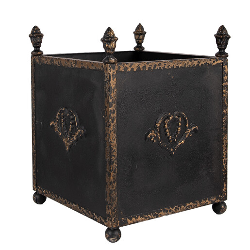 Set ghivece metal negru maro 42x42x51 cm, 32x32x41 cm