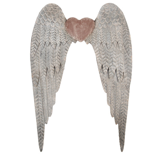 Decoratiune Aripi Inger metal gri maro 79x6x113 cm