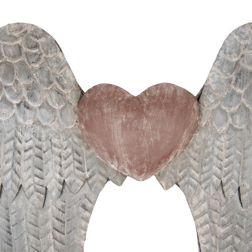Decoratiune Aripi Inger metal gri maro 79x6x113 cm