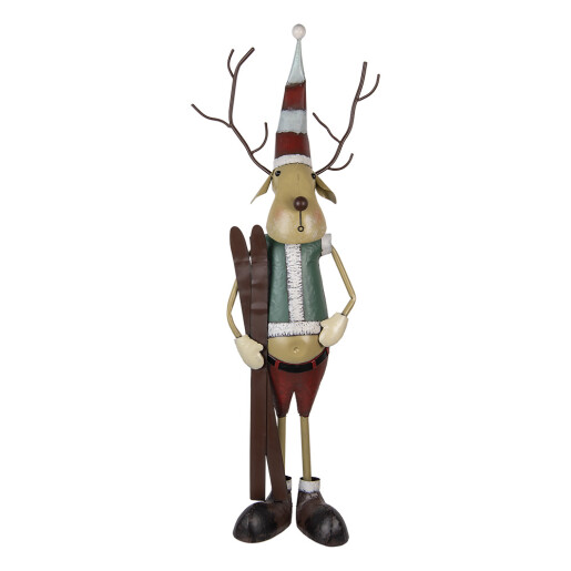 Figurina Ren Craciun metal multicolor 48x28x126 cm