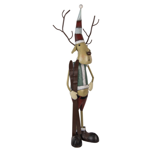 Figurina Ren Craciun metal multicolor 48x28x126 cm