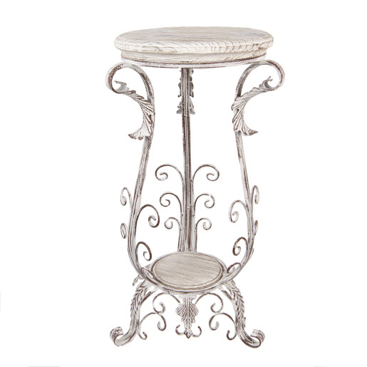 Masuta lemn metal alb maro 40x40x75 cm