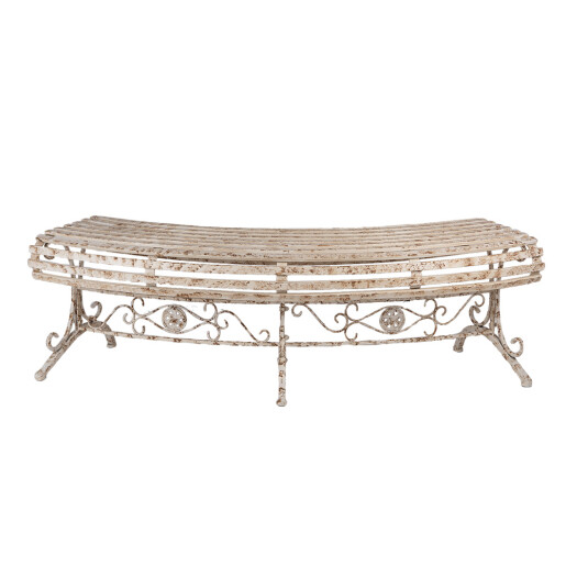 Banca gradina metal bej vintage 157x55x48 cm
