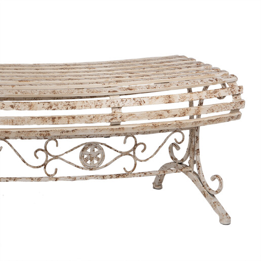 Banca gradina metal bej vintage 157x55x48 cm
