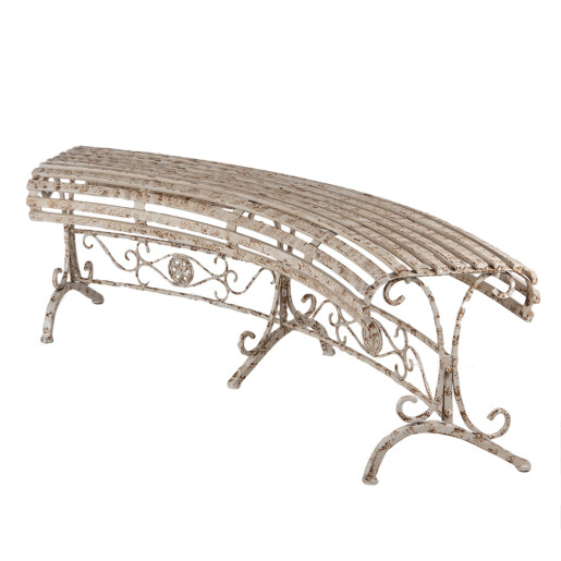 Banca gradina metal bej vintage 157x55x48 cm