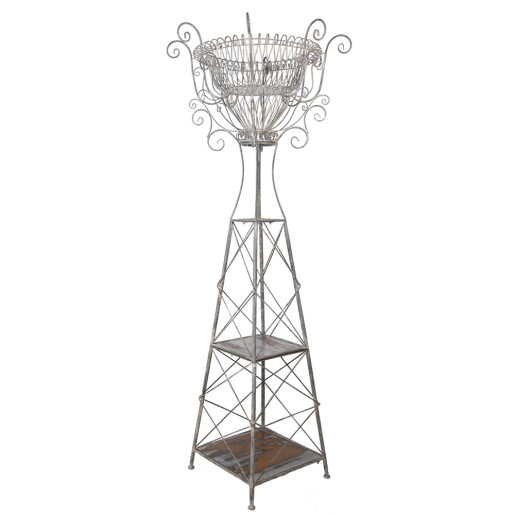 Suport ghiveci flori metal maro gri 89x89x230 cm