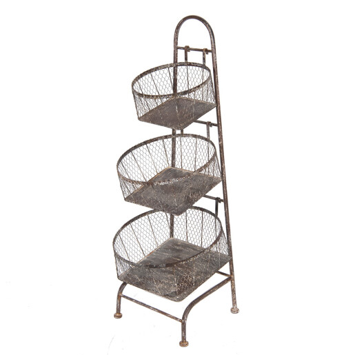 Raft cu 3 cosuri metal maro 43x43x116 cm
