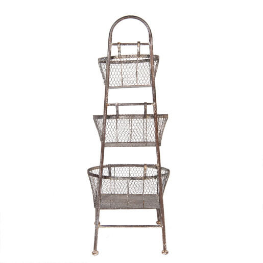 Raft cu 3 cosuri metal maro 43x43x116 cm