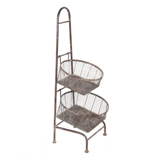 Raft cu 3 cosuri metal maro 43x43x116 cm