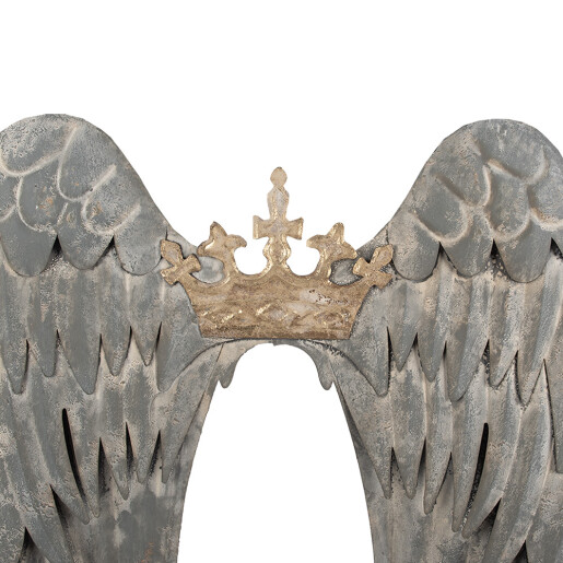 Decoratiune Aripi Inger, perete, metal gri auriu 46x4x65 cm