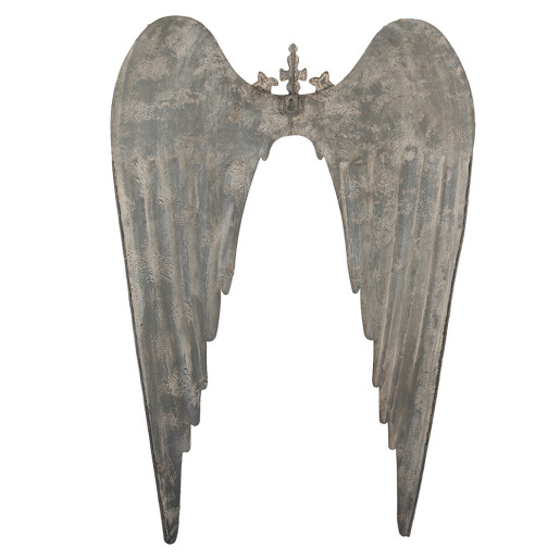 Decoratiune Aripi Inger, perete, metal gri auriu 46x4x65 cm