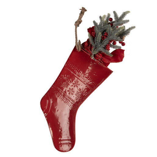 Decoratiune Craciun Soseta cadouri metal multicolor 25x6x66 cm
