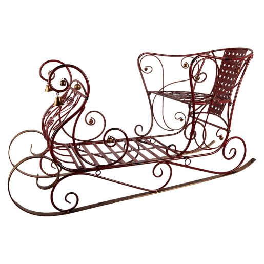 Sanie Craciun decorativa metal rosu 107x56x56 cm