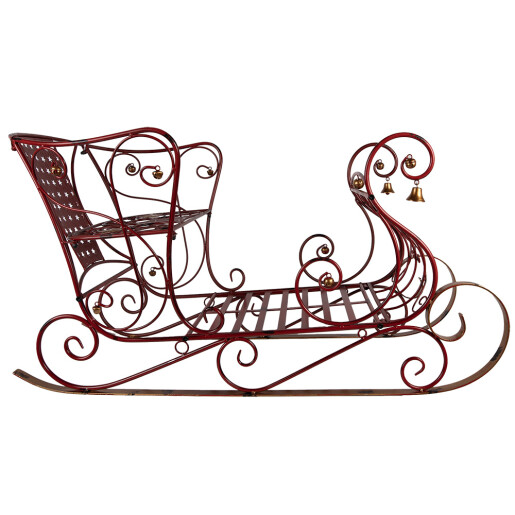 Sanie Craciun decorativa metal rosu 107x56x56 cm