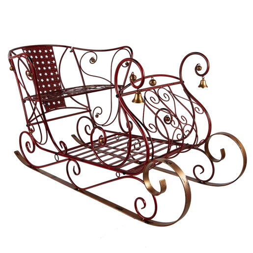 Sanie Craciun decorativa metal rosu 107x56x56 cm