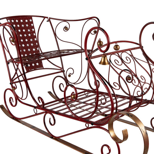 Sanie Craciun decorativa metal rosu 107x56x56 cm