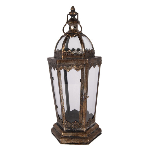 Felinar metal maro cupru 19x17x45 cm