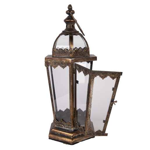 Felinar metal maro cupru 19x17x45 cm