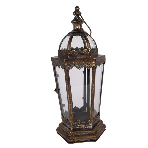 Felinar metal maro cupru 19x17x45 cm