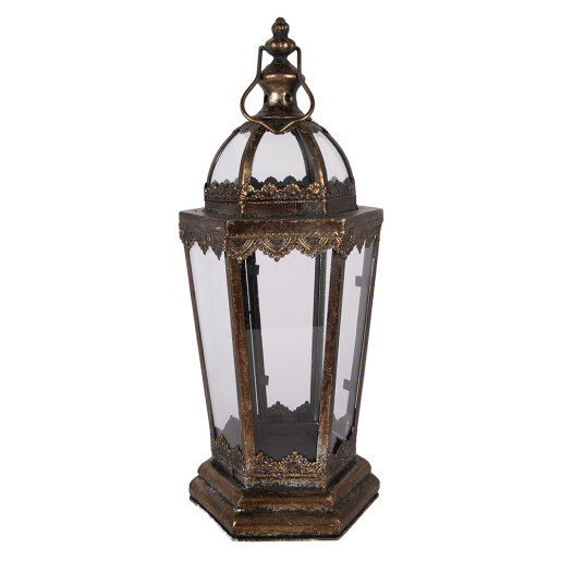 Felinar metal maro cupru 19x17x45 cm