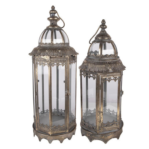 Set 2 felinare metal maro cupru  (2) Ø 26x67 / Ø 19x45 cm