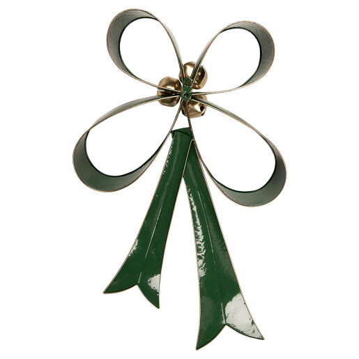 Decoratiune Craciun Fundita metal verde auriu 48x11x70 cm