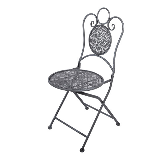 Set mobilier gradina masa, 2 scaune fier gri antracit Ø 60x71 cm / 50x40x93 cm (2)