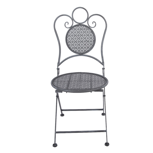Set mobilier gradina masa, 2 scaune fier gri antracit Ø 60x71 cm / 50x40x93 cm (2)