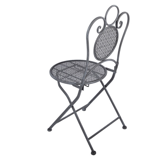 Set mobilier gradina masa, 2 scaune fier gri antracit Ø 60x71 cm / 50x40x93 cm (2)