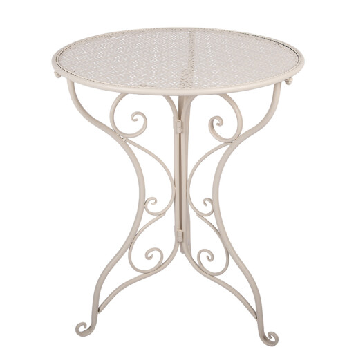 Set mobilier gradina masa 2 scaune fier alb Ø 60x74 / 50x40x92 cm (2)