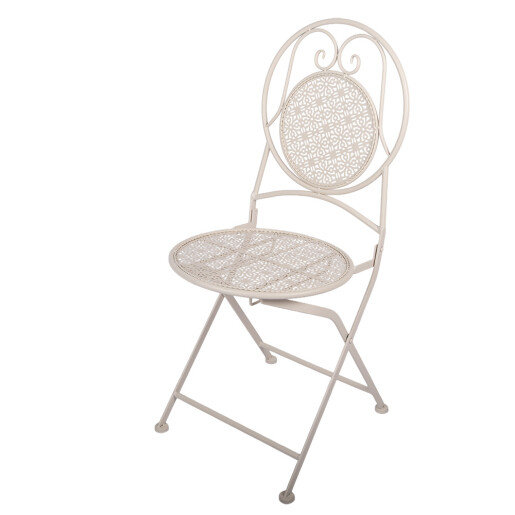Set mobilier gradina masa 2 scaune fier alb Ø 60x74 / 50x40x92 cm (2)