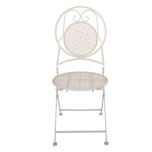 Set mobilier gradina masa 2 scaune fier alb Ø 60x74 / 50x40x92 cm (2)