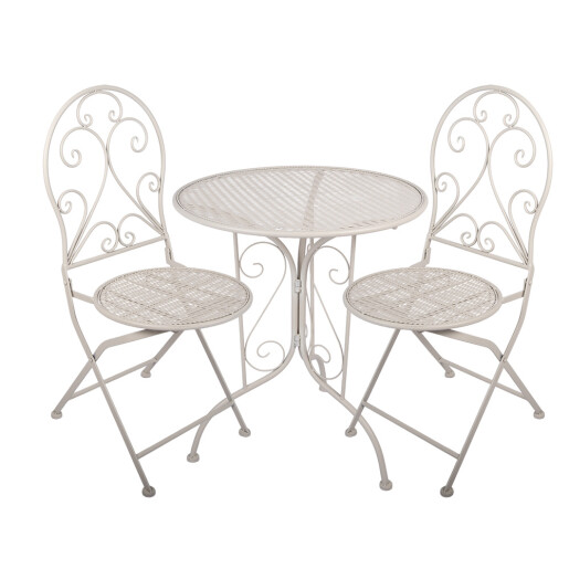 Set mobilier gradina masa, 2 scaune fier alb  Ø 60x70 cm / 39x39x94 cm (2)